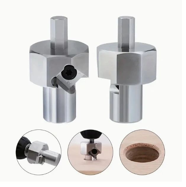 ENJOYWOOD Woodworking Chamfer Tool T10 Alloy Blade Stainless Steel 9mm Hex Shank for 19mm/20mm Dog Holes Polished Finish for Electric Drills (image for) ENJOYWOOD Woodworking Chamfer Tool T10 Alloy Blade Stainless Steel 9mm Hex Shank for 19mm/20mm Dog Holes Polished Finish for Electric Drills